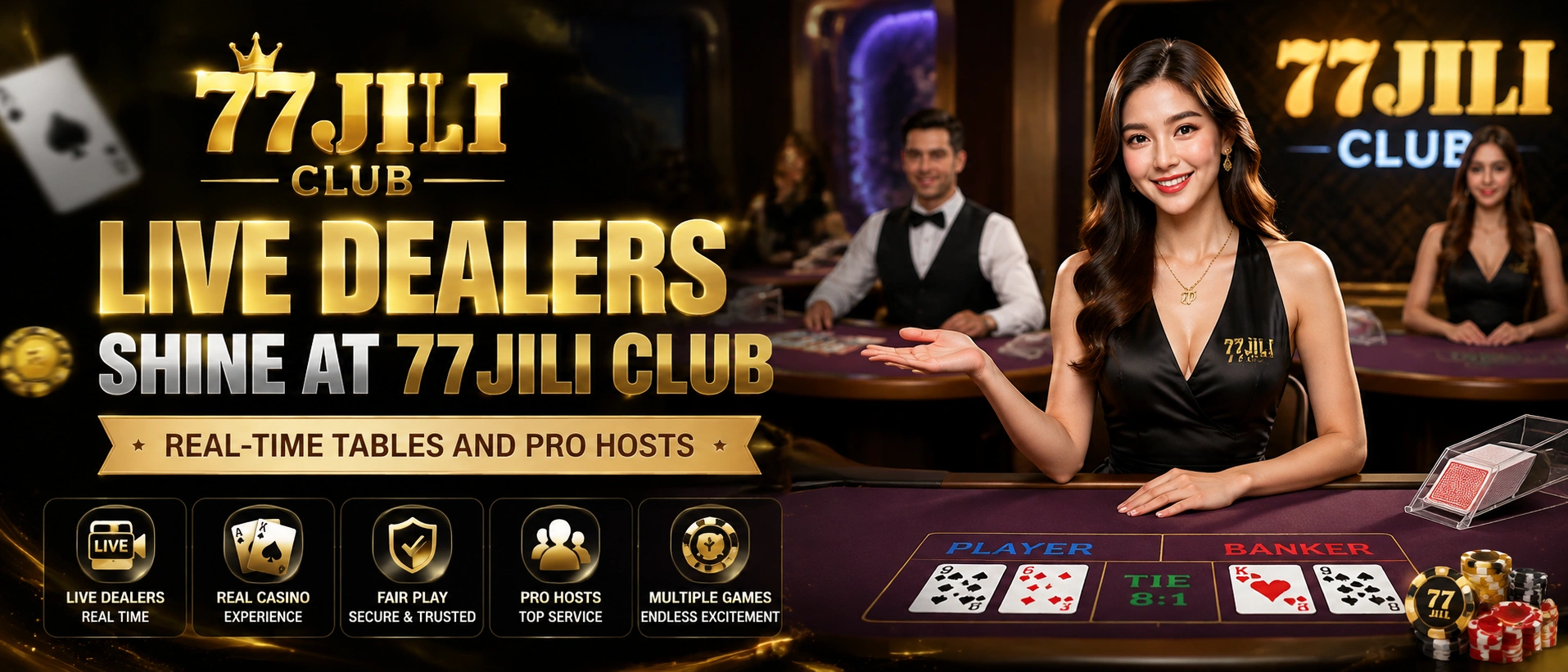 77JILIA live casino promotional banner artwork